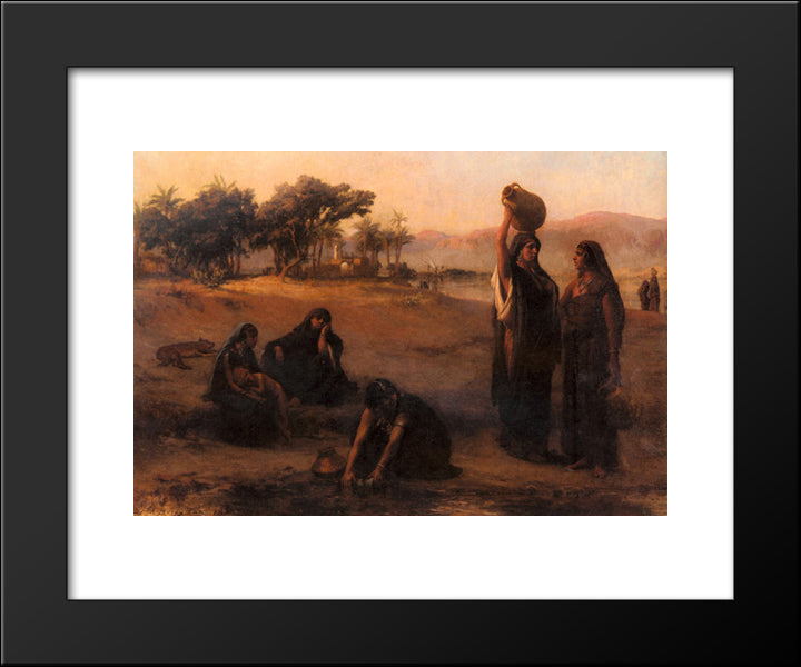 Women Drawing Water From The Nile 20x24 Black Modern Wood Framed Art Print Poster by Bridgman, Frederick Arthur