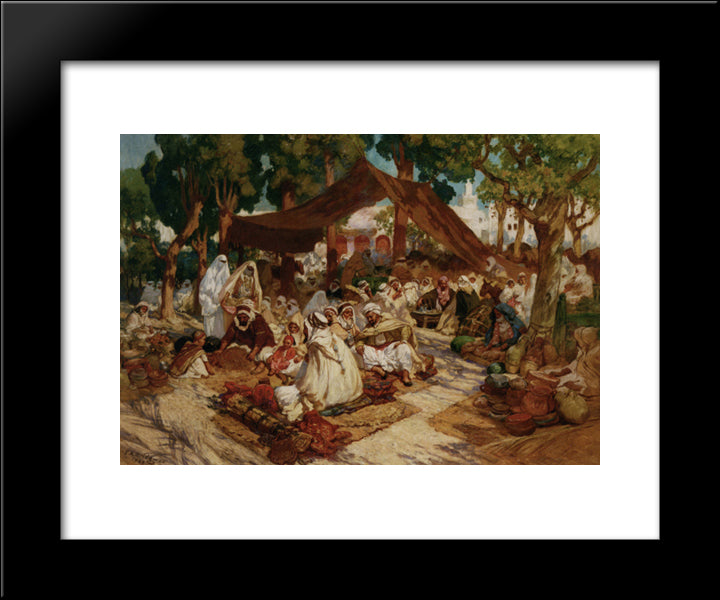 North African Market 20x24 Black Modern Wood Framed Art Print Poster by Bridgman, Frederick Arthur