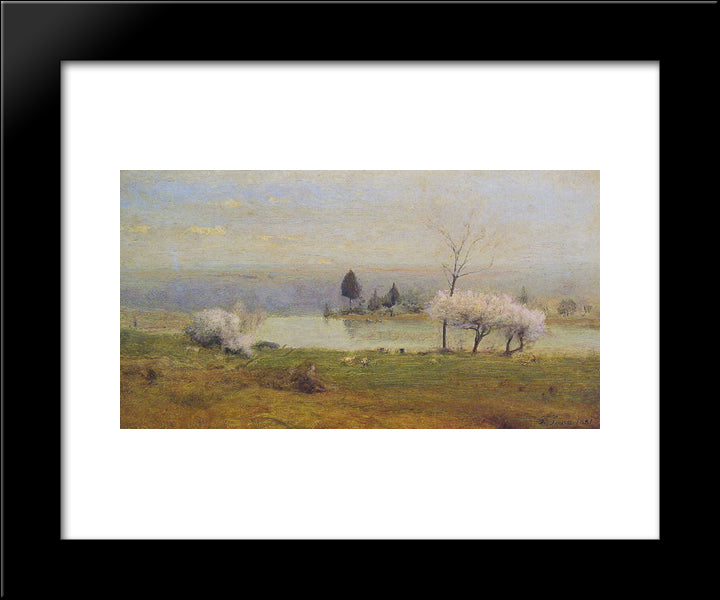 Pond At Milton On The Hudson 20x24 Black Modern Wood Framed Art Print Poster by Inness, George