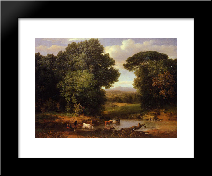 A Bit Of Roman Aqueduct 20x24 Black Modern Wood Framed Art Print Poster by Inness, George