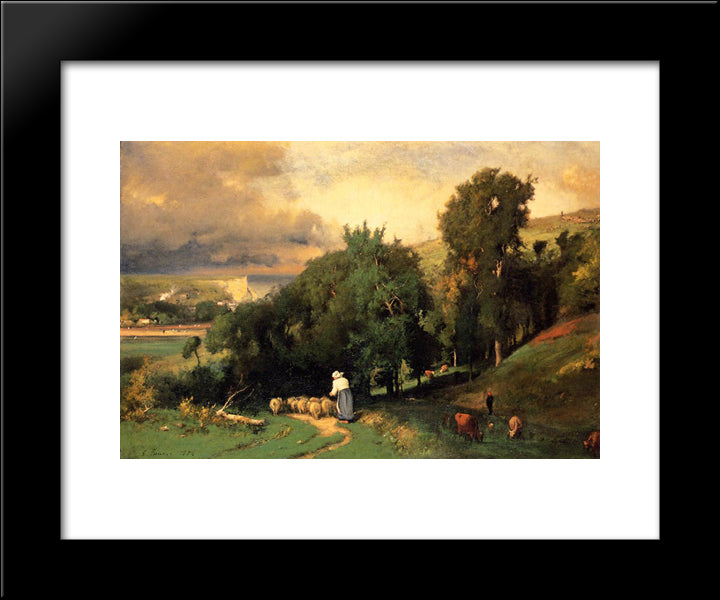 Hillside At Etretet 20x24 Black Modern Wood Framed Art Print Poster by Inness, George