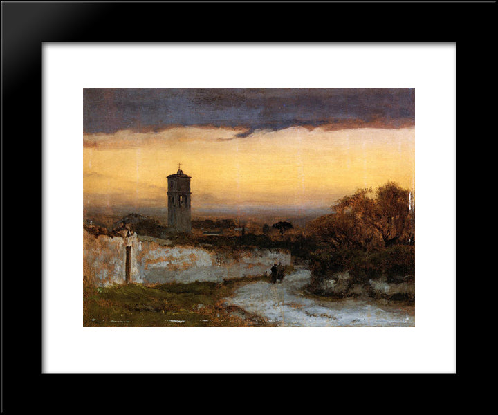 Monastery At Albano 20x24 Black Modern Wood Framed Art Print Poster by Inness, George
