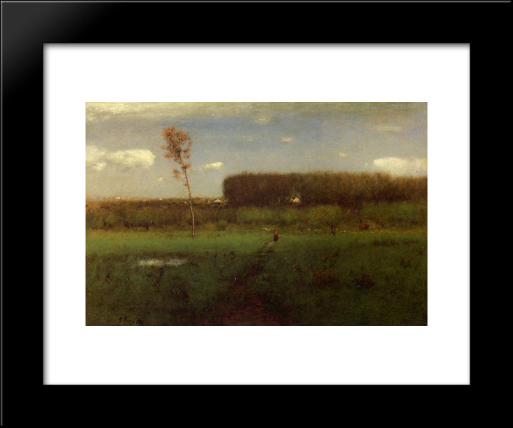 October Noon 20x24 Black Modern Wood Framed Art Print Poster by Inness, George