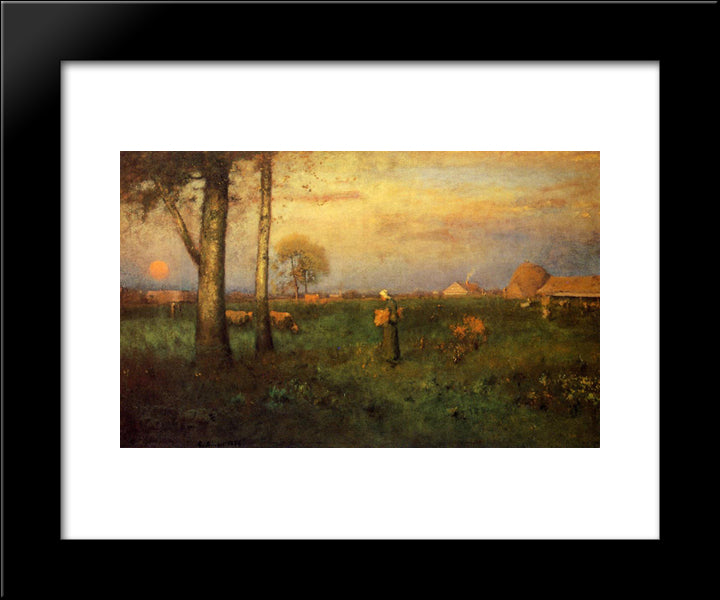 Sundown 20x24 Black Modern Wood Framed Art Print Poster by Inness, George