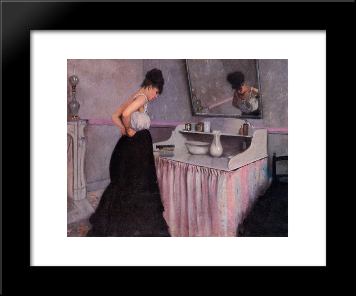 Woman At A Dressing Table 20x24 Black Modern Wood Framed Art Print Poster by Caillebotte, Gustave
