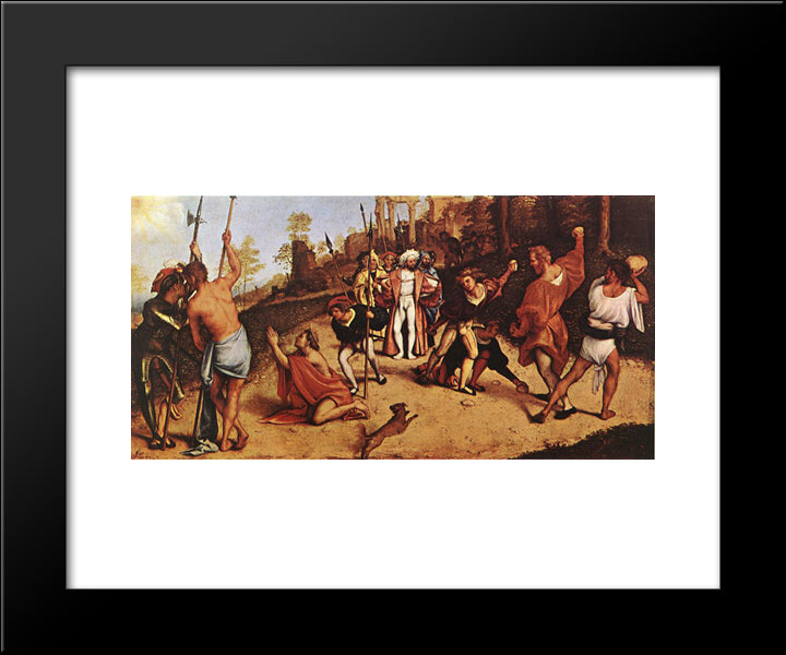 The Martyrdom Of St Stephen 20x24 Black Modern Wood Framed Art Print Poster by Lotto, Lorenzo