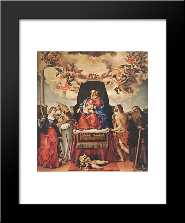 Madonna And Child With Saints 20x24 Black Modern Wood Framed Art Print Poster by Lotto, Lorenzo