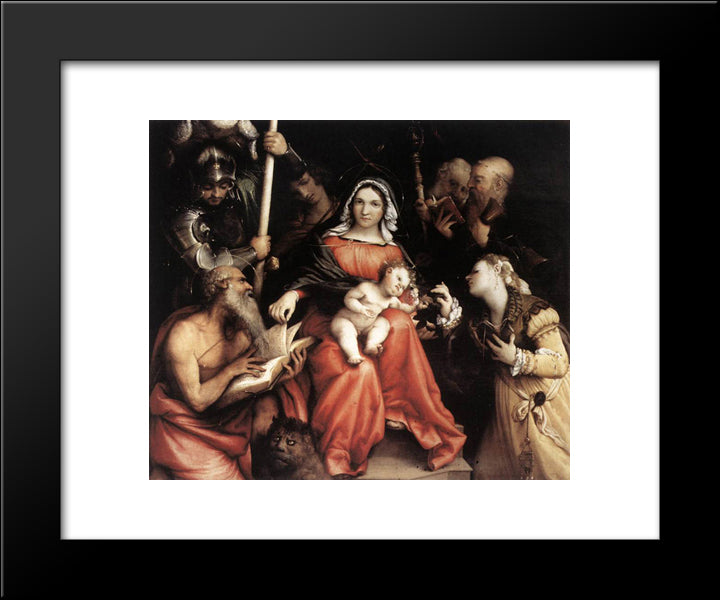 Mystic Marriage Of St Catherine 20x24 Black Modern Wood Framed Art Print Poster by Lotto, Lorenzo