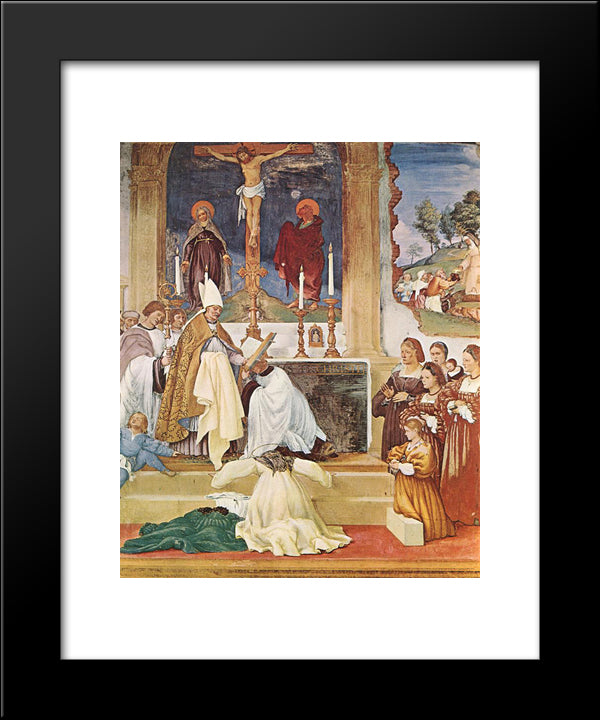 Vestiture Of St Bridget 20x24 Black Modern Wood Framed Art Print Poster by Lotto, Lorenzo