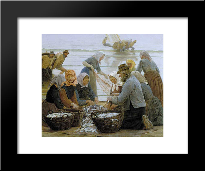 Mujeres Y Pescadores De Hornbaek 20x24 Black Modern Wood Framed Art Print Poster by Kroyer, Peder Severin