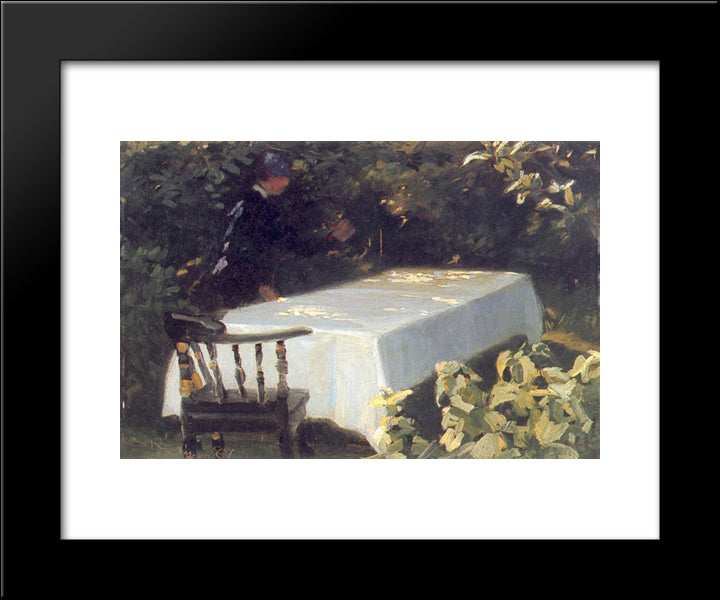 Mesa En El Jardn 20x24 Black Modern Wood Framed Art Print Poster by Kroyer, Peder Severin