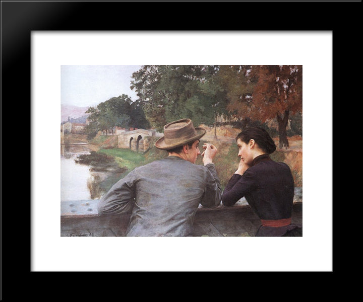 Les Amoureux (Soir D'Automne) 20x24 Black Modern Wood Framed Art Print Poster by Friant, Emile