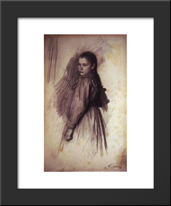 Young Girl 20x24 Black Modern Wood Framed Art Print Poster by Friant, Emile