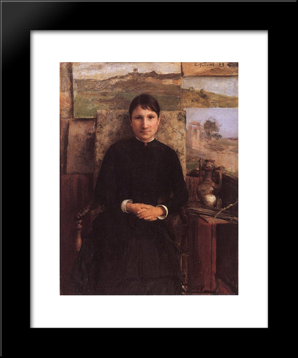 Portrait De Mme Petitjean 20x24 Black Modern Wood Framed Art Print Poster by Friant, Emile