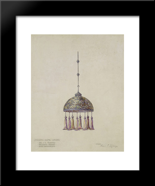 Drawing For Magnolia Hanging Dome Shade 20x24 Black Modern Wood Framed Art Print Poster by Tiffany, Louis Comfort