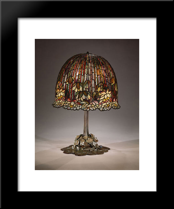 Water Lily Table Lamp 20x24 Black Modern Wood Framed Art Print Poster by Tiffany, Louis Comfort