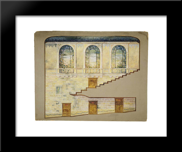 Design For Hershey Theatre, Hershey, Pennsylvania, Interior Wall 20x24 Black Modern Wood Framed Art Print Poster by Tiffany, Louis Comfort