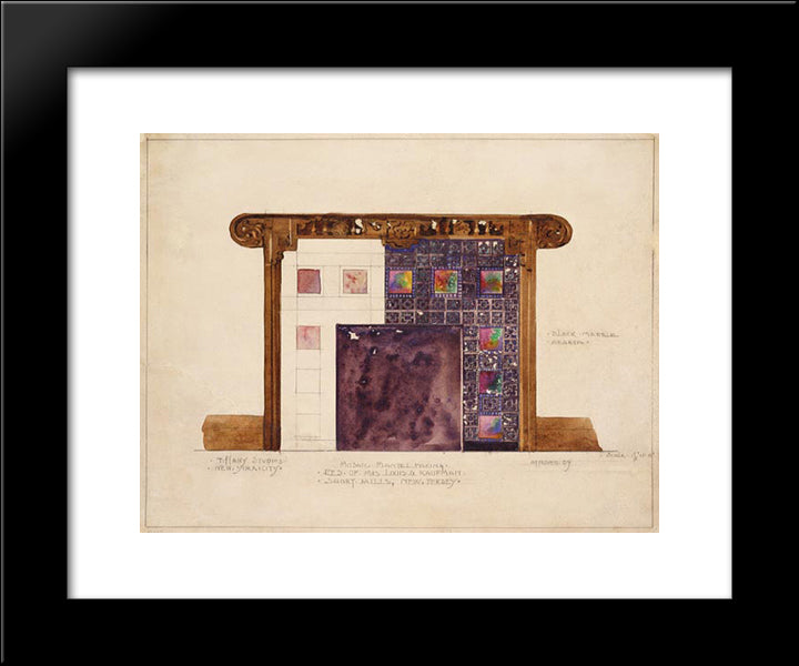 Design For Mosaic Mantel Facing In Residence Of Mrs. Louis G. Kaufman, Short Hills, New Jersey 20x24 Black Modern Wood Framed Art Print Poster by Tiffany, Louis Comfort