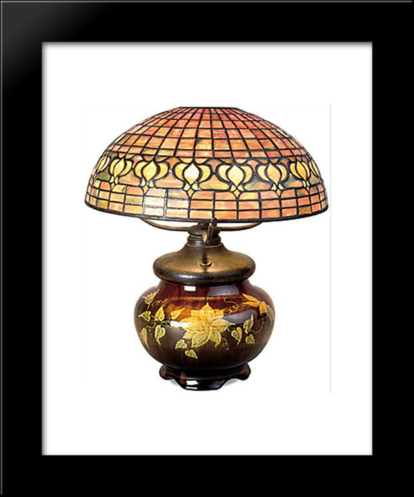 Pomegranate Lamp With Mariposa Pottery Base 20x24 Black Modern Wood Framed Art Print Poster by Tiffany, Louis Comfort