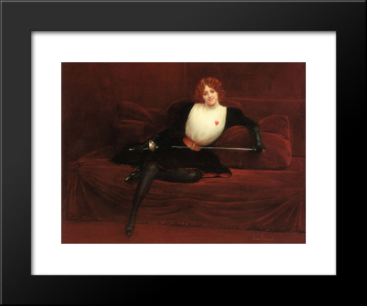L'Escrimeuse 20x24 Black Modern Wood Framed Art Print Poster by Beraud, Jean