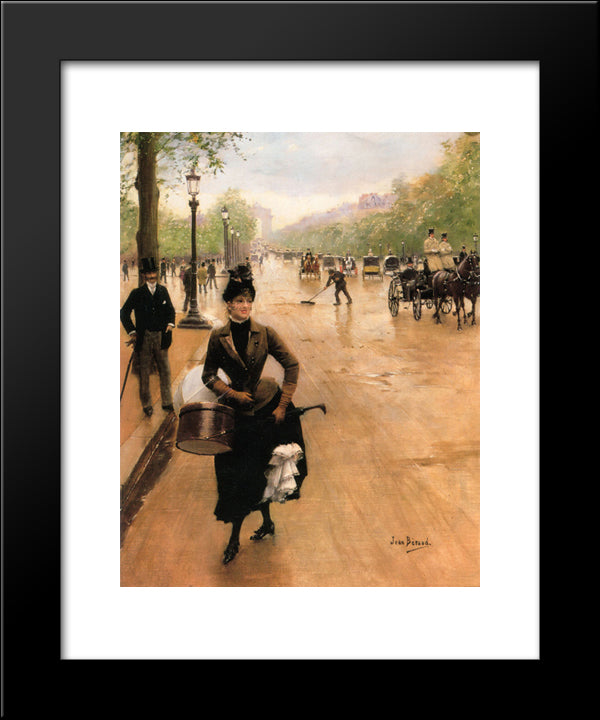 La Modiste Sur Les Champs Elysees 20x24 Black Modern Wood Framed Art Print Poster by Beraud, Jean