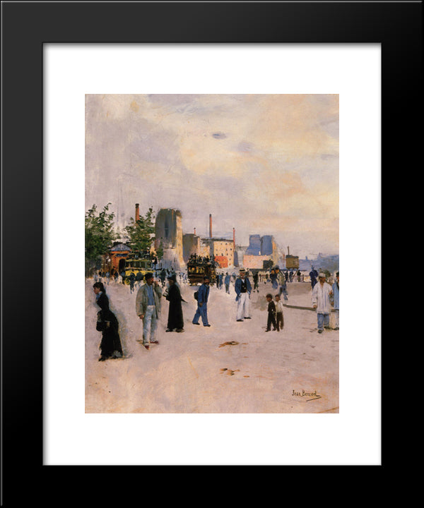 A Morning Stroll 20x24 Black Modern Wood Framed Art Print Poster by Beraud, Jean