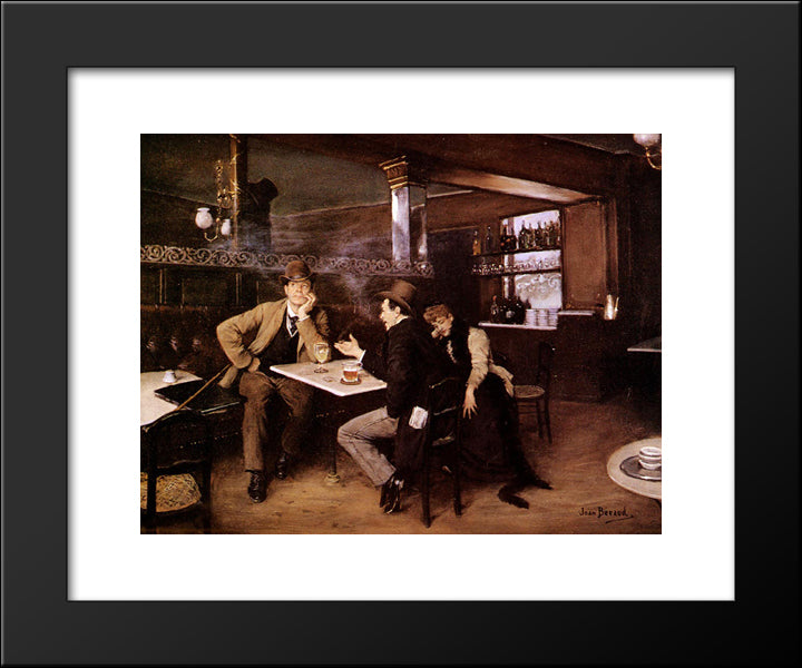 Au Bistro 20x24 Black Modern Wood Framed Art Print Poster by Beraud, Jean