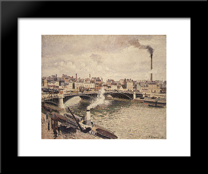 Morning, An Overcast Day, Rouen 20x24 Black Modern Wood Framed Art Print Poster by Pissarro, Camille