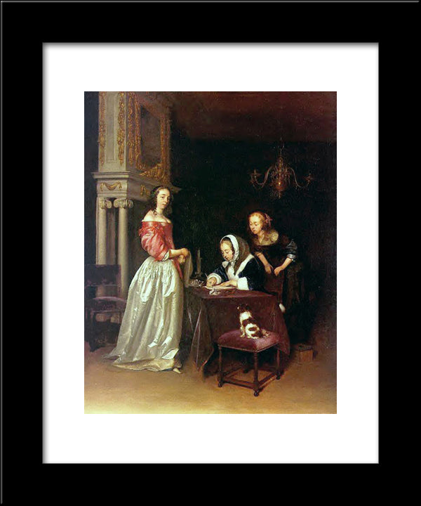 Curiosity 20x24 Black Modern Wood Framed Art Print Poster by Terborch, Gerard