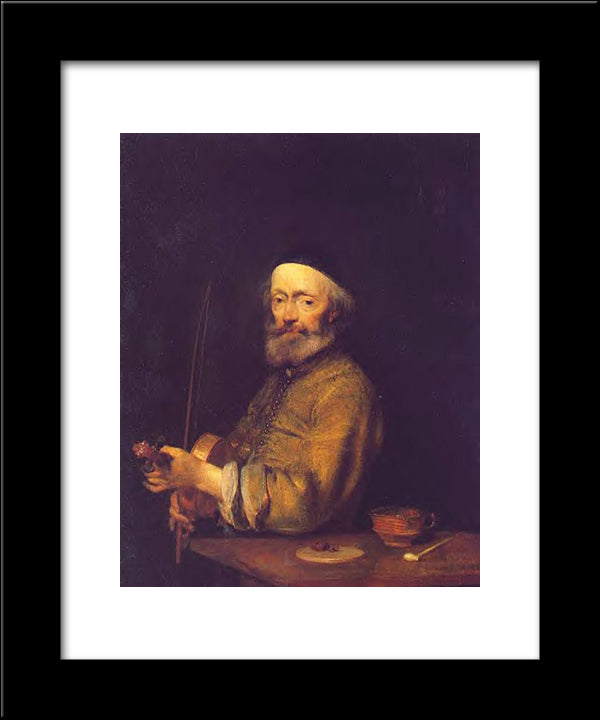 The Violinist 20x24 Black Modern Wood Framed Art Print Poster by Terborch, Gerard