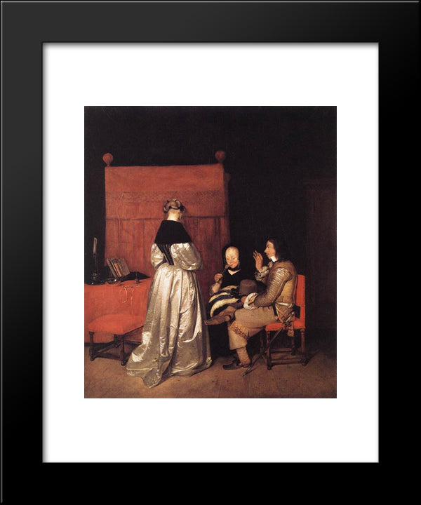 Paternal Admonition 20x24 Black Modern Wood Framed Art Print Poster by Terborch, Gerard