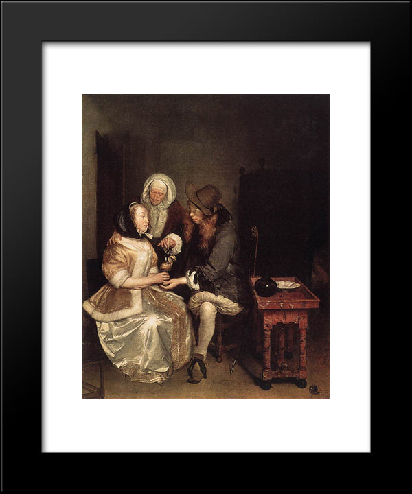 The Glass Of Lemonade 20x24 Black Modern Wood Framed Art Print Poster by Terborch, Gerard