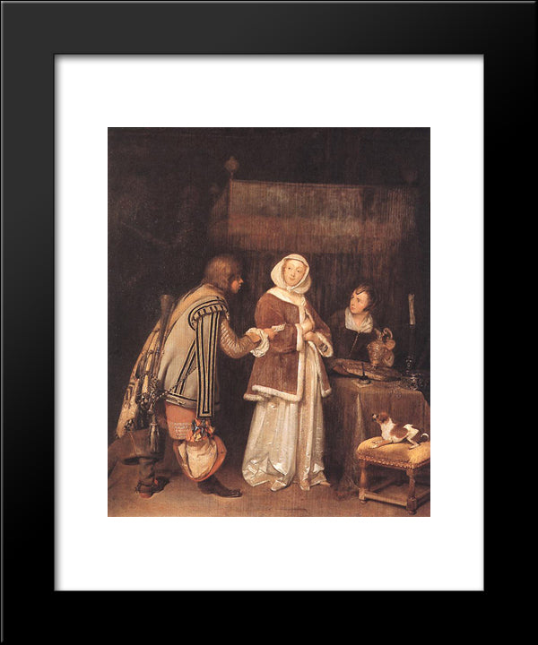 The Letter 20x24 Black Modern Wood Framed Art Print Poster by Terborch, Gerard