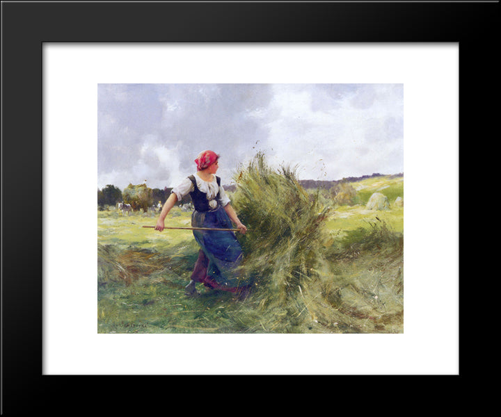 Haymaking 20x24 Black Modern Wood Framed Art Print Poster by Dupre, Julien