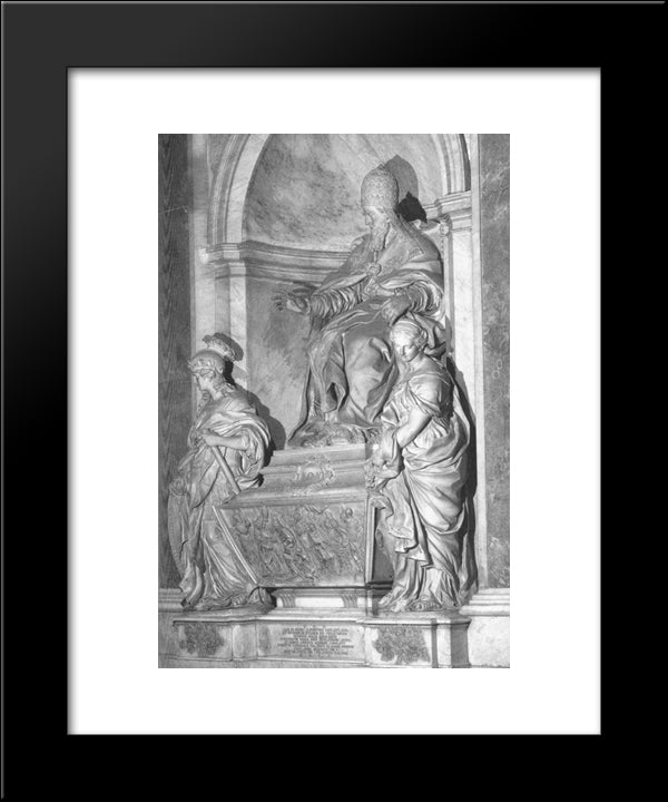 Monument Of Pope Leo Xi 20x24 Black Modern Wood Framed Art Print Poster by Algardi, Alessandro