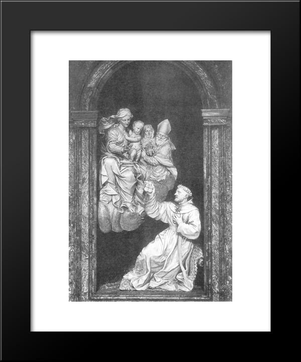 Vision Of St Nicholas 20x24 Black Modern Wood Framed Art Print Poster by Algardi, Alessandro