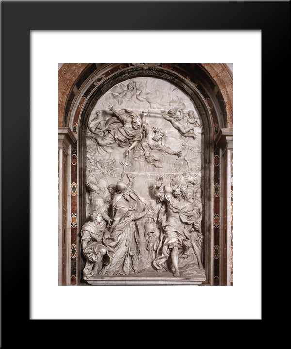 The Meeting Of Leo I And Attila 20x24 Black Modern Wood Framed Art Print Poster by Algardi, Alessandro