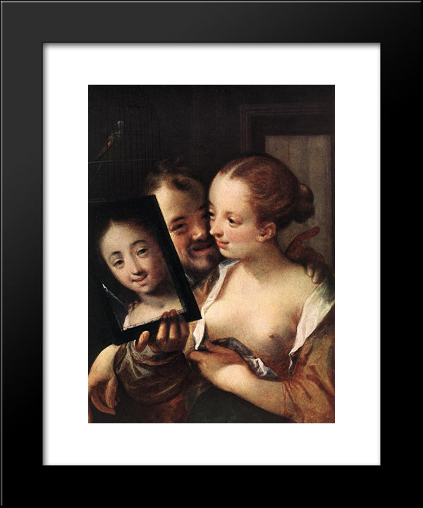 Joking Couple 20x24 Black Modern Wood Framed Art Print Poster by Aachen, Hans von