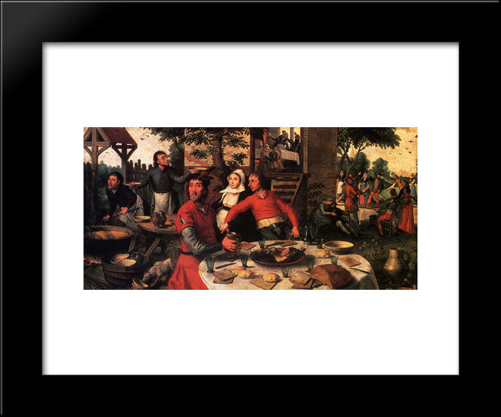 Peasant'S Feast 20x24 Black Modern Wood Framed Art Print Poster by Aertsen, Pieter