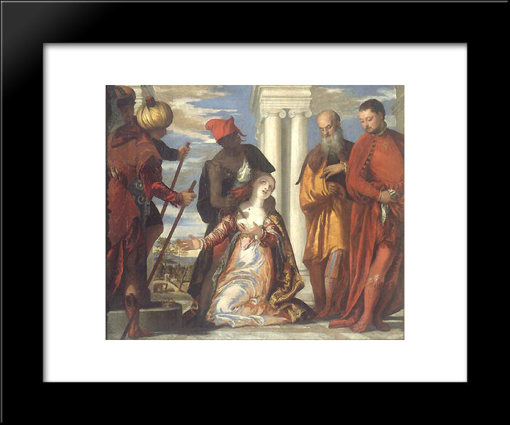 The Martyrdom Of St. Justine 20x24 Black Modern Wood Framed Art Print Poster by Veronese, Paolo