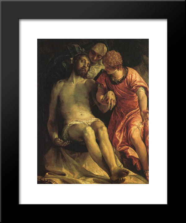 Pieta 20x24 Black Modern Wood Framed Art Print Poster by Veronese, Paolo