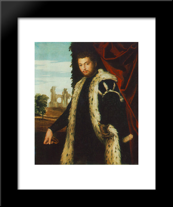 Portrait Of A Man 20x24 Black Modern Wood Framed Art Print Poster by Veronese, Paolo