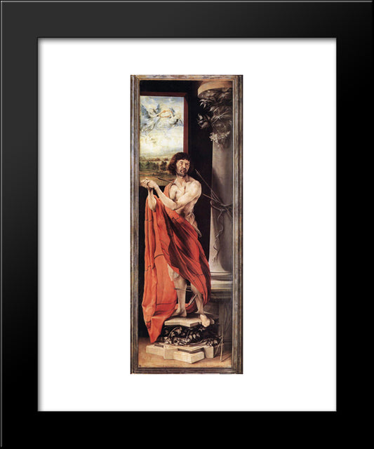 St Sebastian 20x24 Black Modern Wood Framed Art Print Poster by Grunewald, Matthias