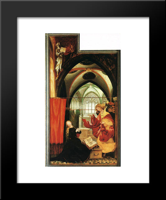 The Annunciation 20x24 Black Modern Wood Framed Art Print Poster by Grunewald, Matthias