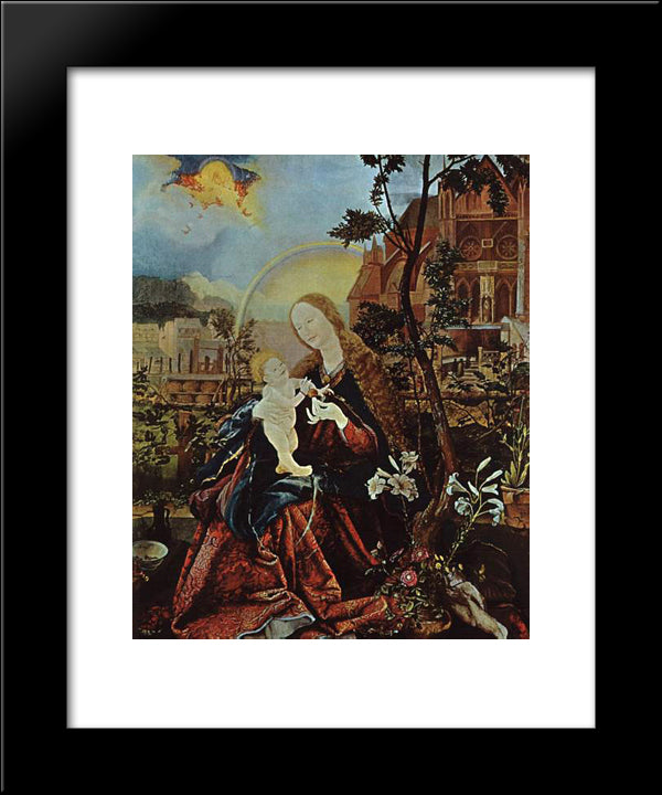 Stuppach Madonna 20x24 Black Modern Wood Framed Art Print Poster by Grunewald, Matthias