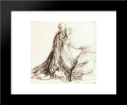 Virgin Of The Annunciation 20x24 Black Modern Wood Framed Art Print Poster by Grunewald, Matthias