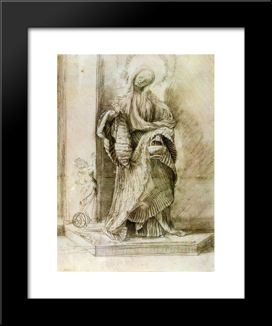 St Dorothy With The Basket Of Flowers 20x24 Black Modern Wood Framed Art Print Poster by Grunewald, Matthias