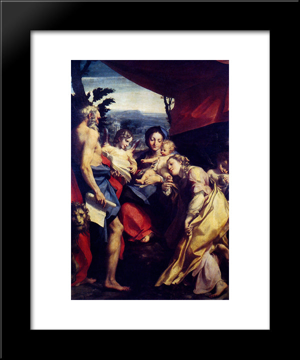 Madonna Of St. Jerome 20x24 Black Modern Wood Framed Art Print Poster by Correggio
