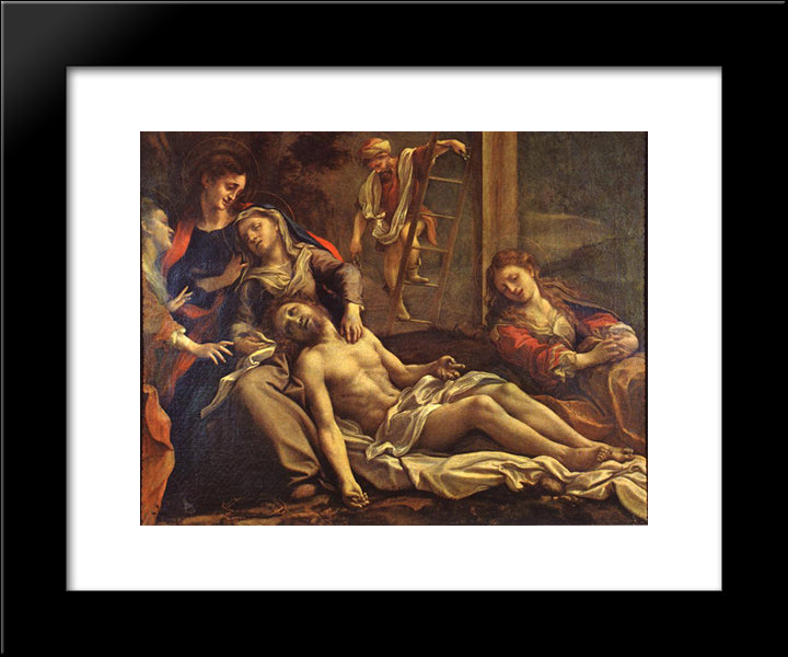 Deposition From The Cross 20x24 Black Modern Wood Framed Art Print Poster by Correggio