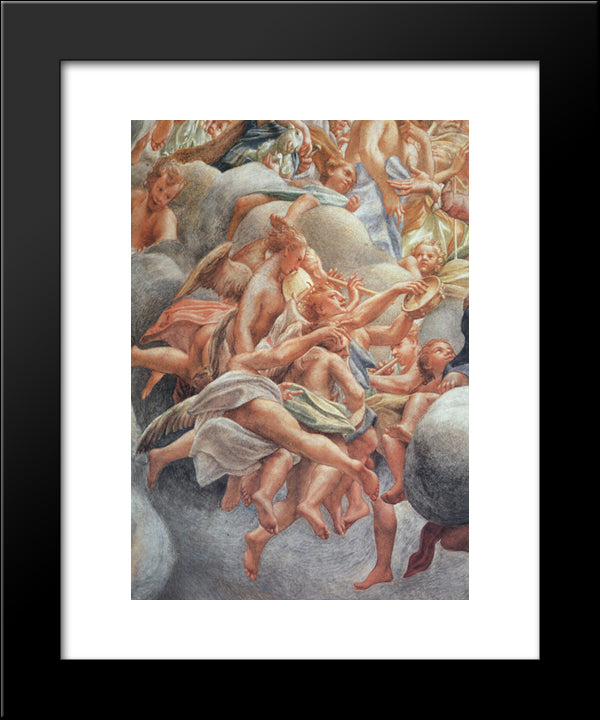 Assumption Of The Virgin, Detail Of Angelic Musicians 20x24 Black Modern Wood Framed Art Print Poster by Correggio